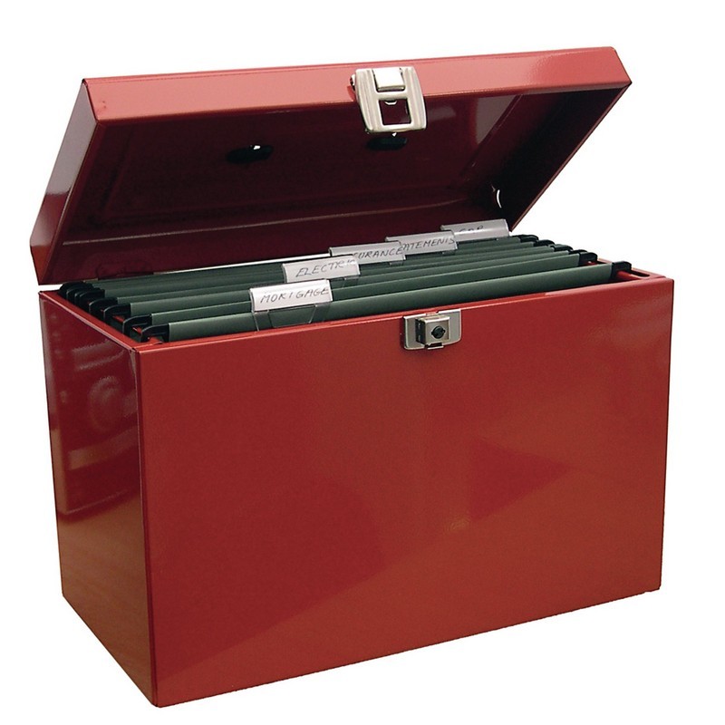 Foolscap Metal Box File - Red