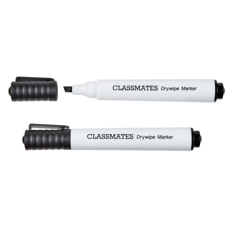 Classmates Drywipe Chisel Markers Black Pack 50s