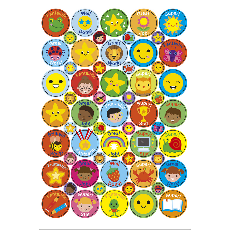 Assorted Reward Stickers - 38mm and 10mm - Pack of 590
