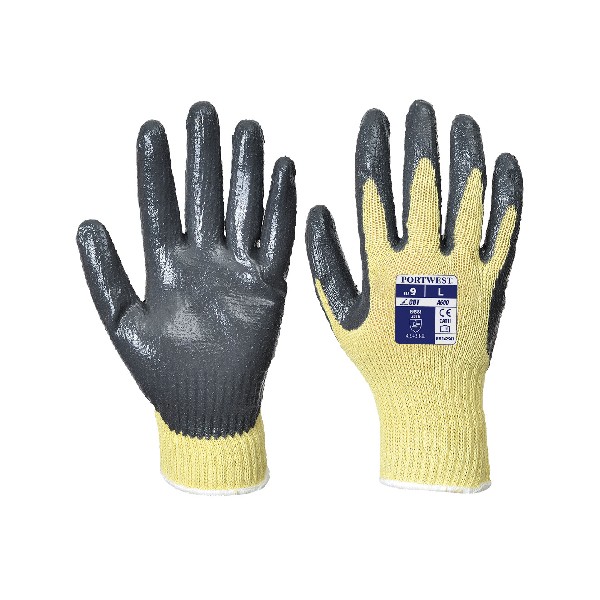 Cut Nitrile Grip Glove Yellow/Grey L